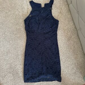 Trixxi Navy Blue Lace Mini Dress